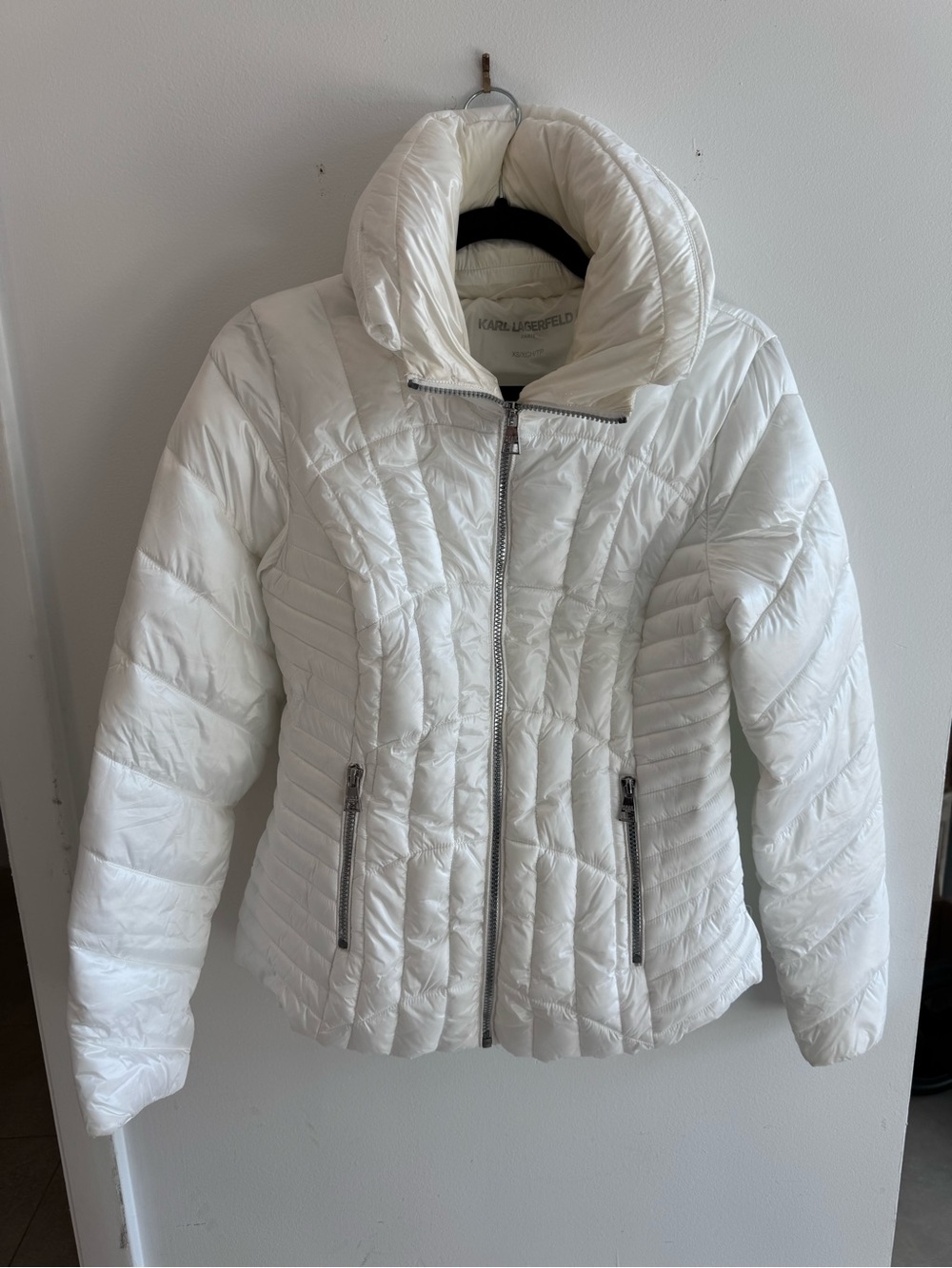 Karl Lagerfeld Women's White Quilted Puffer Jacket